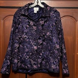 Coldwater Creek Purple & Black Floral Button Down Blazer/Jacket Size Medium’s